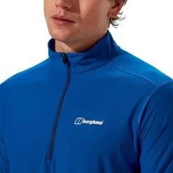 Berghaus Men's 24/7 Long Sleeve Half Zip Baselayer 18 Berghaus Men's 24/7 Long Sleeve Half Zip Baselayer -Outdoor Clothing Store 24 7 close up blue