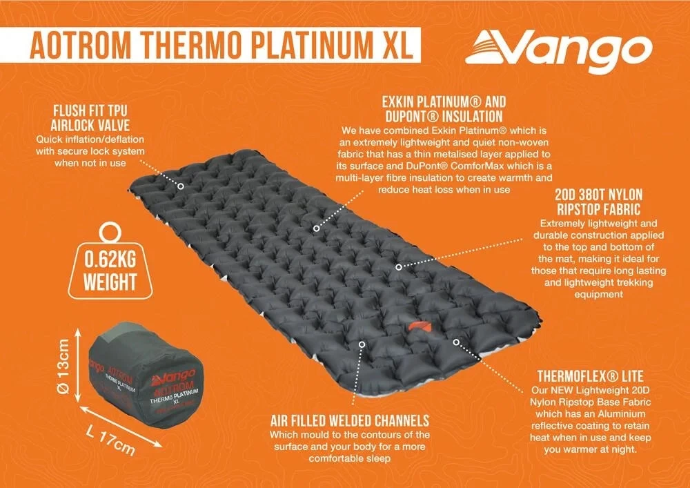 Vango Aotrom Thermo Platinum XL Sleeping Mat 4 Vango Aotrom Thermo Platinum XL Sleeping Mat - Image 4
