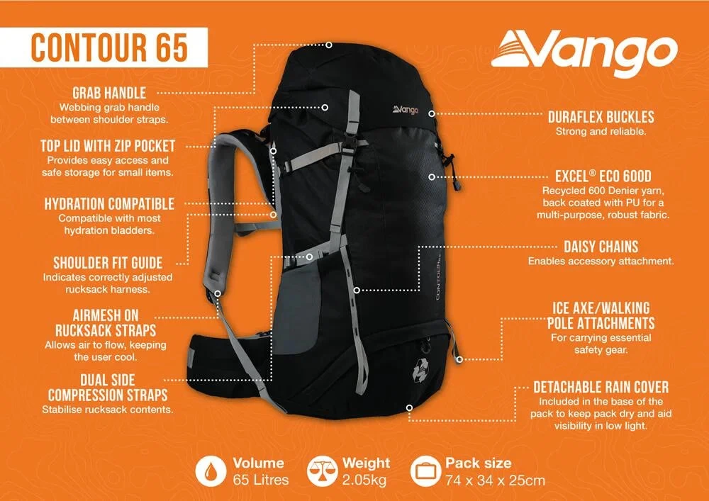 Vango Contour 65 Rucksack 2 Vango Contour 65 Rucksack - Image 2